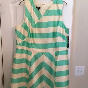Mint and white multi-striped knee length dress