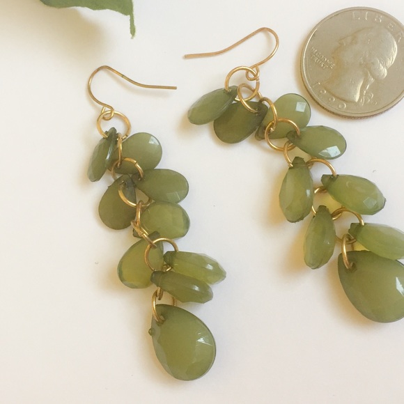 Loft Green Teardrop Dangle Earrings - Picture 2 of 2