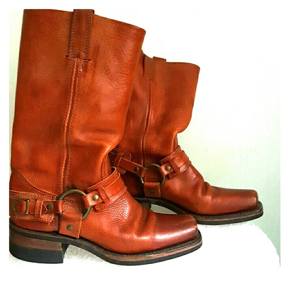 Frye Shoes - Frye moto biker boots tan size 7 M harness