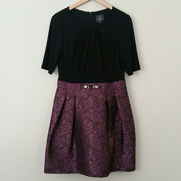 Adrianna Papell dress: purple and gold jacquard