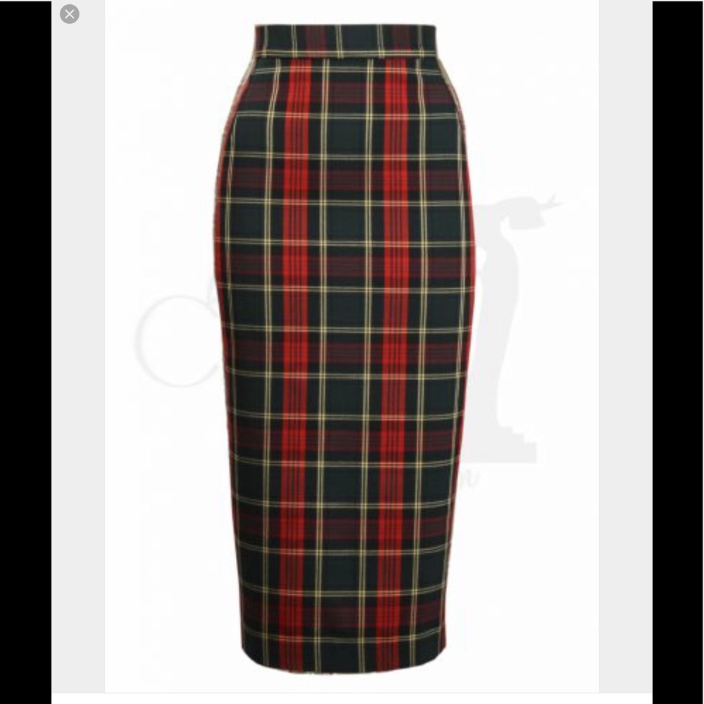 Sexy Vintage retro U.K. plaid pencil skirt - Picture 1 of 6