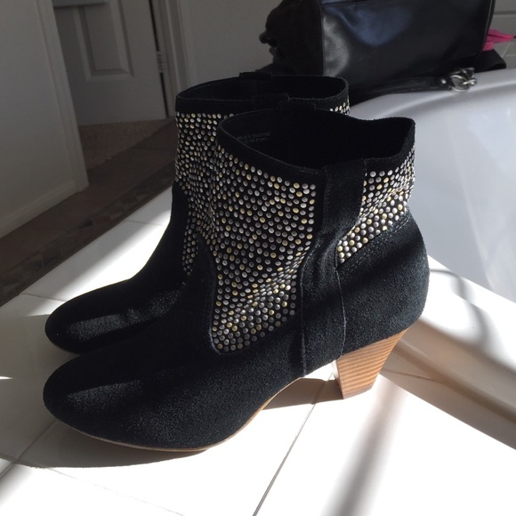 Black booties with studs
