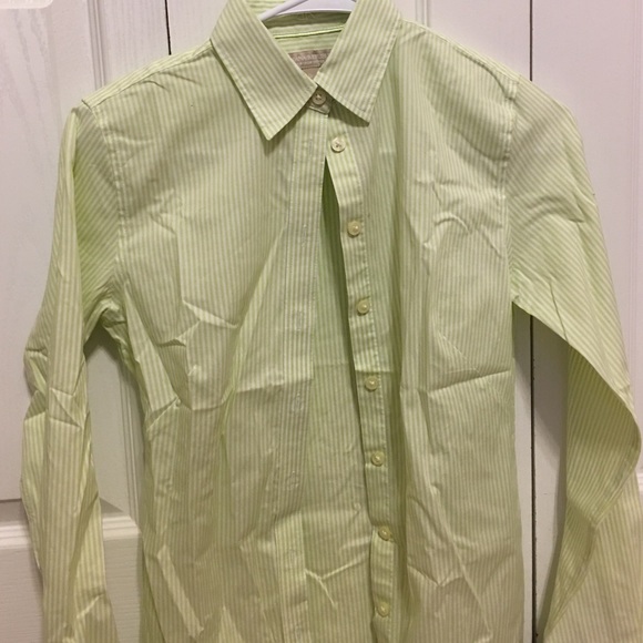 Green and white pin stripped button down