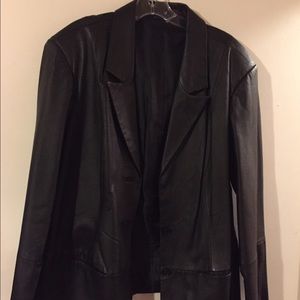 Black Leather Blazer Jacket