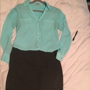 Button up seafoam green shirt