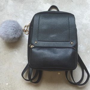 Black Faux Leather Backpack