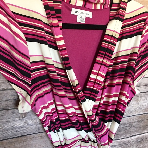 Fuchsia, Pink, Tan & Black Wrap Style dress - Picture 1 of 3