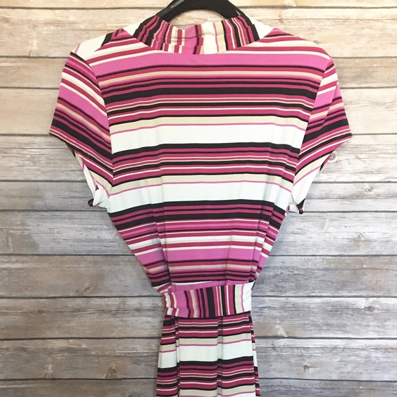 Fuchsia, Pink, Tan & Black Wrap Style dress - Picture 3 of 3