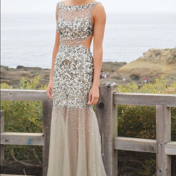 Jovani Sheer Sequin Designer Gown 171100