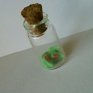 Miniature dollhouse Bottle of Clay leaves