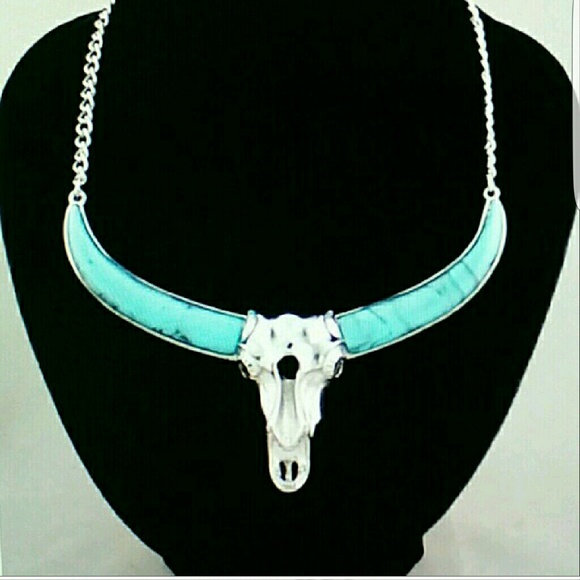 Boho Longhorn Skull Statement necklace