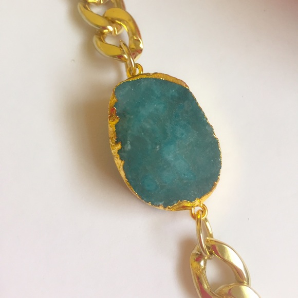 Blue Gold Dipped Druzy Bracelet - Picture 2 of 3