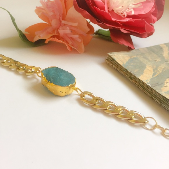 Blue Gold Dipped Druzy Bracelet - Picture 3 of 3