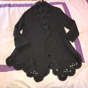 Kenar Grey Knit Long Sweater with Closure