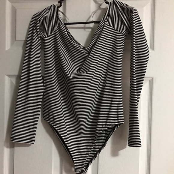 Off the Shoulder Striped Bodysuit