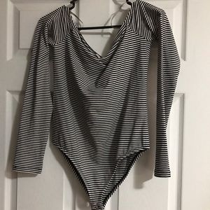 Off the Shoulder Striped Bodysuit