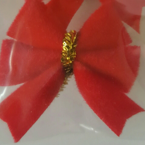 Miniature dollhouse set of 2 bows red gold new
