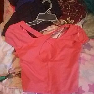 Baby pink crop cross back
