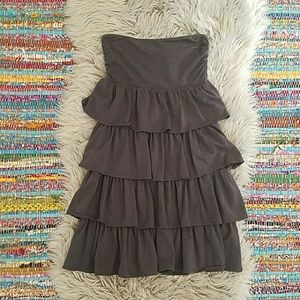 J. CREW Ruffle Tube Dress Charcoal Gray SZ Small