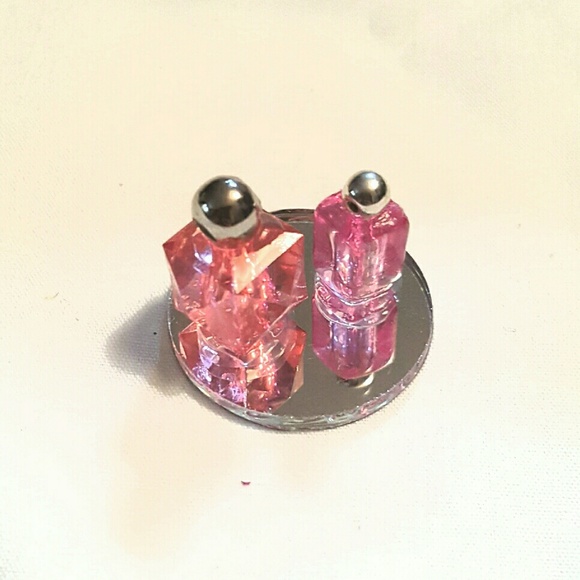 Miniature dollhouse Vanity set 2 bottles on mirror