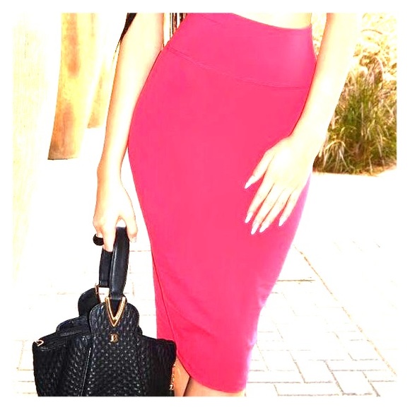 BEBE Hot Pink Midi Pencil Skirt XXS