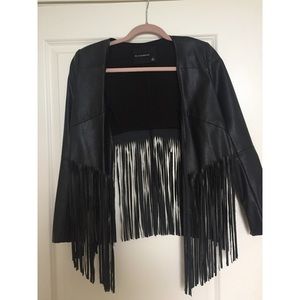 Fringe faux leather jacket