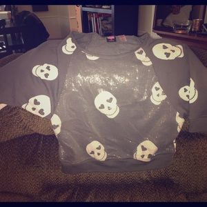 Hard Candy off shoulder skull sweater