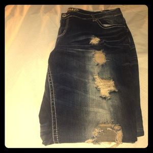 LAST CHANCE Dark Wash Destroyed Skinny Jeans