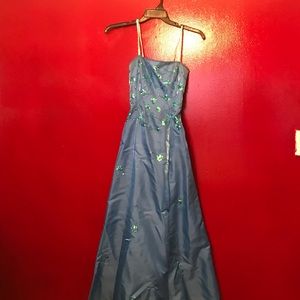 Ocean blue strapless gown
