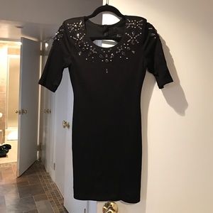 H&M black studded dress with open back