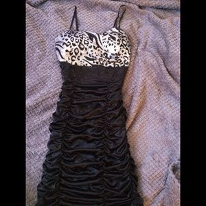 Black and silver sequin animal print dress