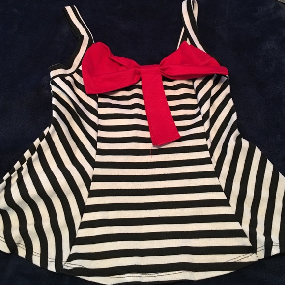 Stripped Top with Red Bow