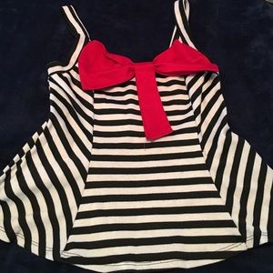 Stripped Top with Red Bow
