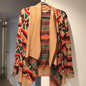 Multi-colored tribal design cardigan