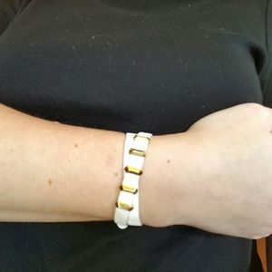 Stella and Dot Remy white wrap bracelet with gold