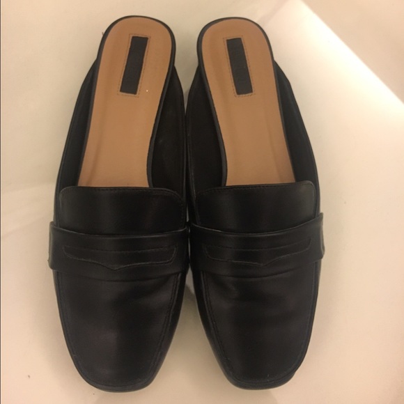 Black loafer slides