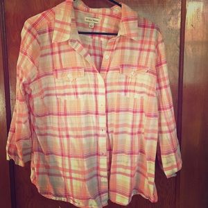Plaid shirt, orange & pink