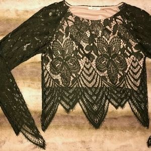 Olive lace crop top