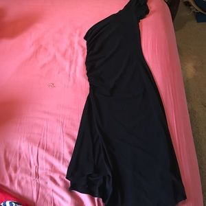 Simple one shoulder black dress