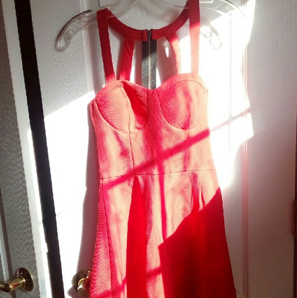 Red flowy party dress