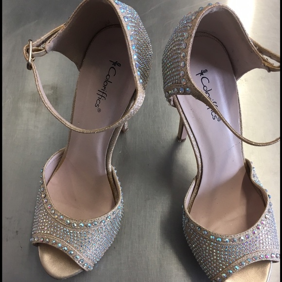 Coloriffics Nude platform peeptoe slingback sandal