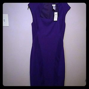 CACHE SZ 6 PURPLE TIGHT STRTCH COCKTAIL DRESS NWT