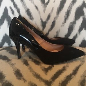 Black half suede/patent heels