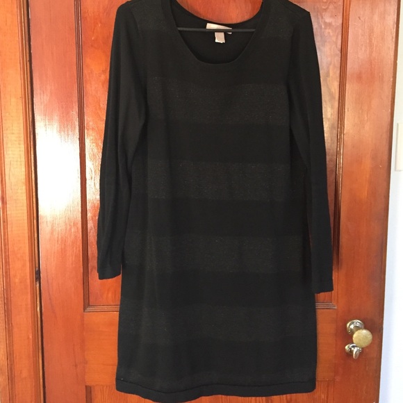 Black and glitter striped sweater dress