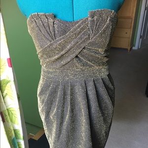 H&M Size 12 Gold Strapless Dress