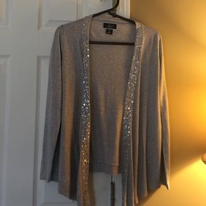 Gray hi-lo cardigan with sequins detail