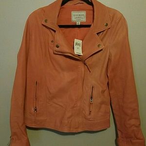 LUCKY BRAND LAMB LEATHER CORAL COLORED NWT SZ M
