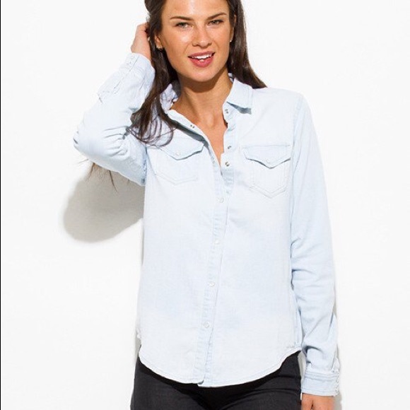 Denim button up top!
