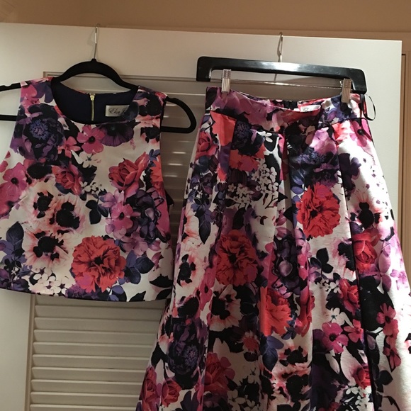 Eliza J full midi skirt and crop top