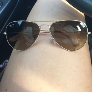 Gold brushed frame Ray Ban Aviators